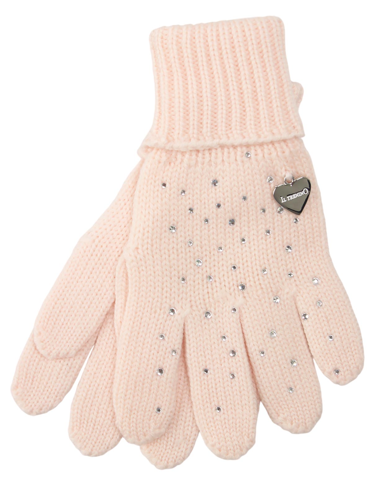 Розовые шерстяные перчатки с декором