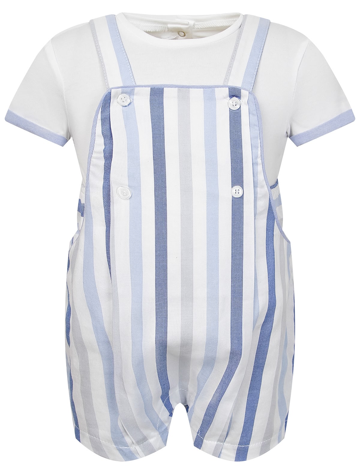 Комплект из футболки и полукомбинезона в полоску