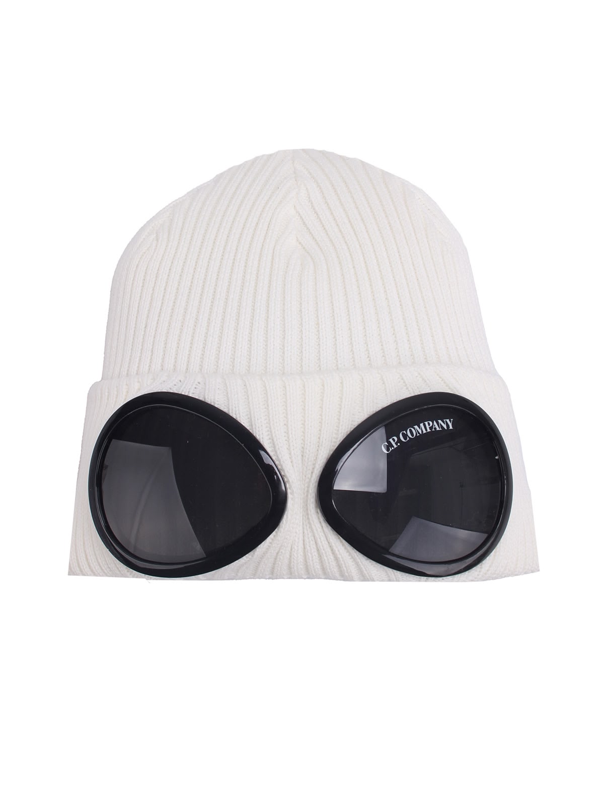 Белая шапка с линзами