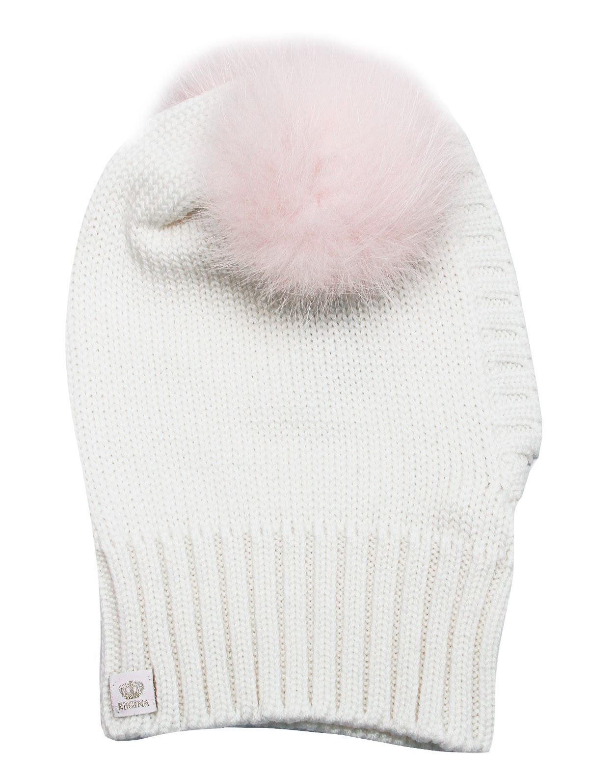 Шапка-шлем с пушистыми помпонами