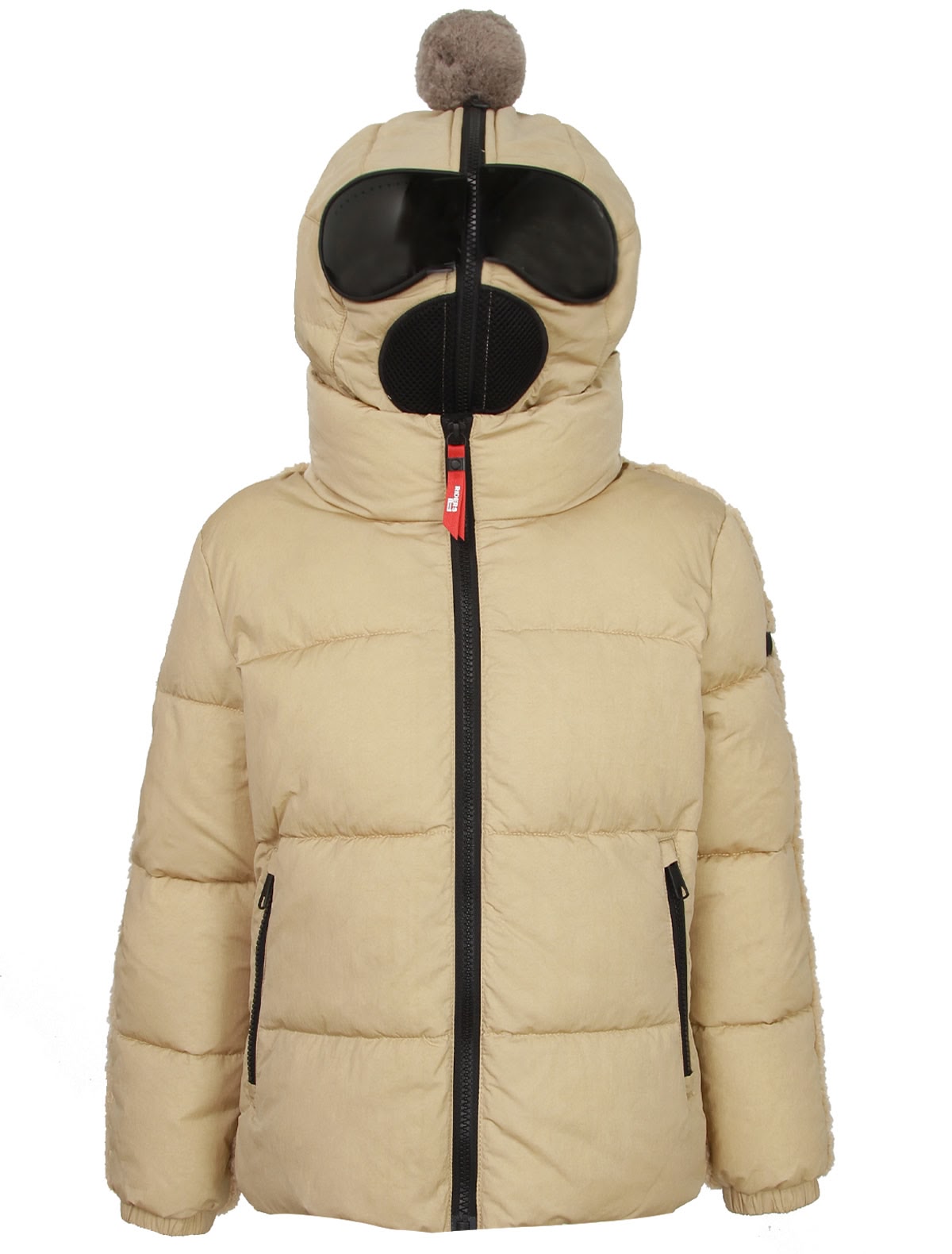 Бежевая куртка со встроенными линзами