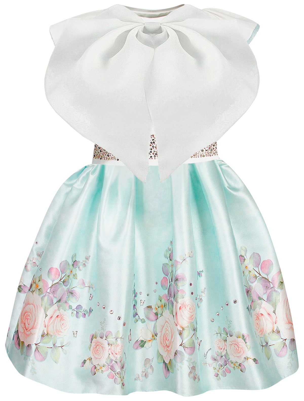 Голубое платье с крупным бантом