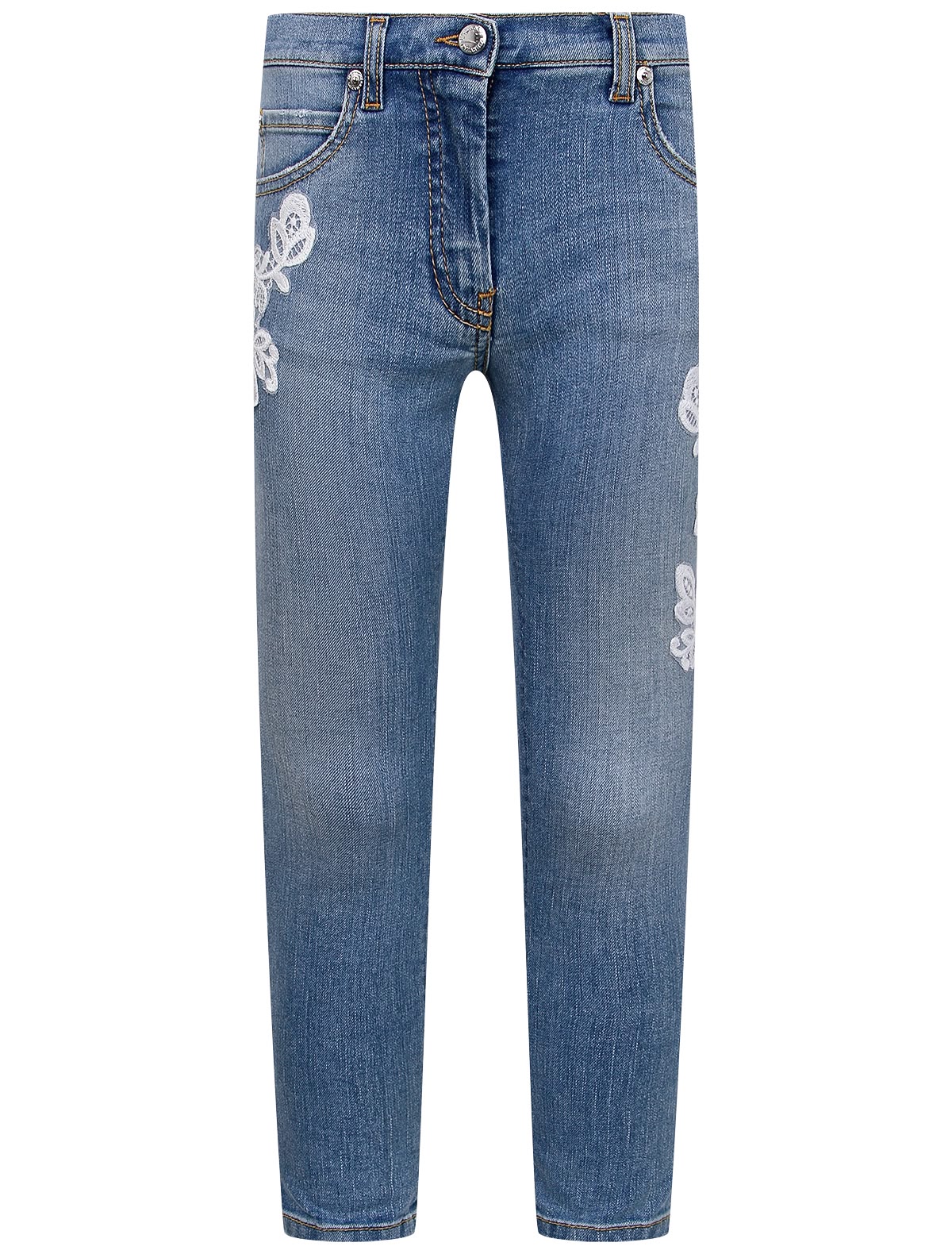 Джинсы с кружевными цветами