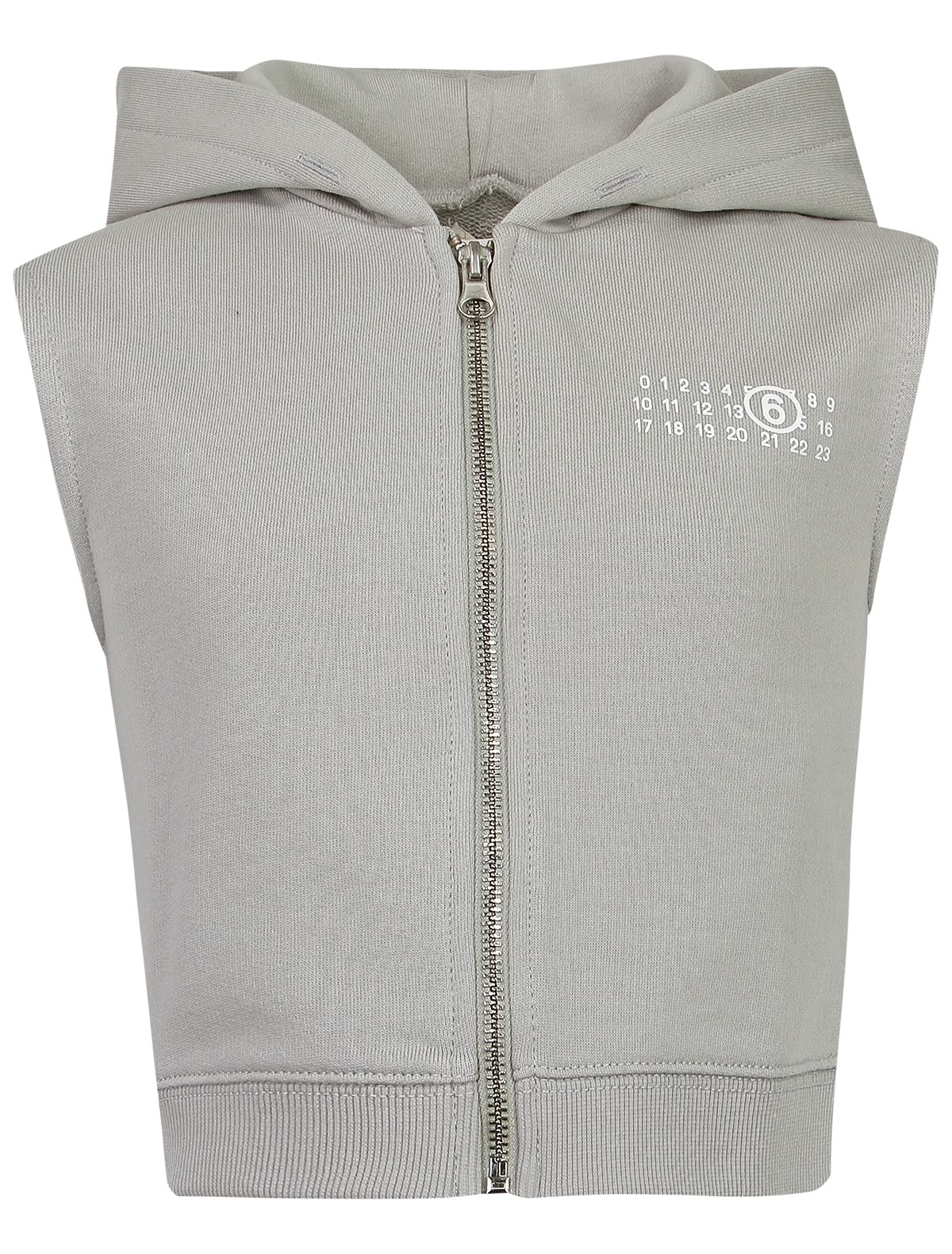 Серый жилет с капюшоном