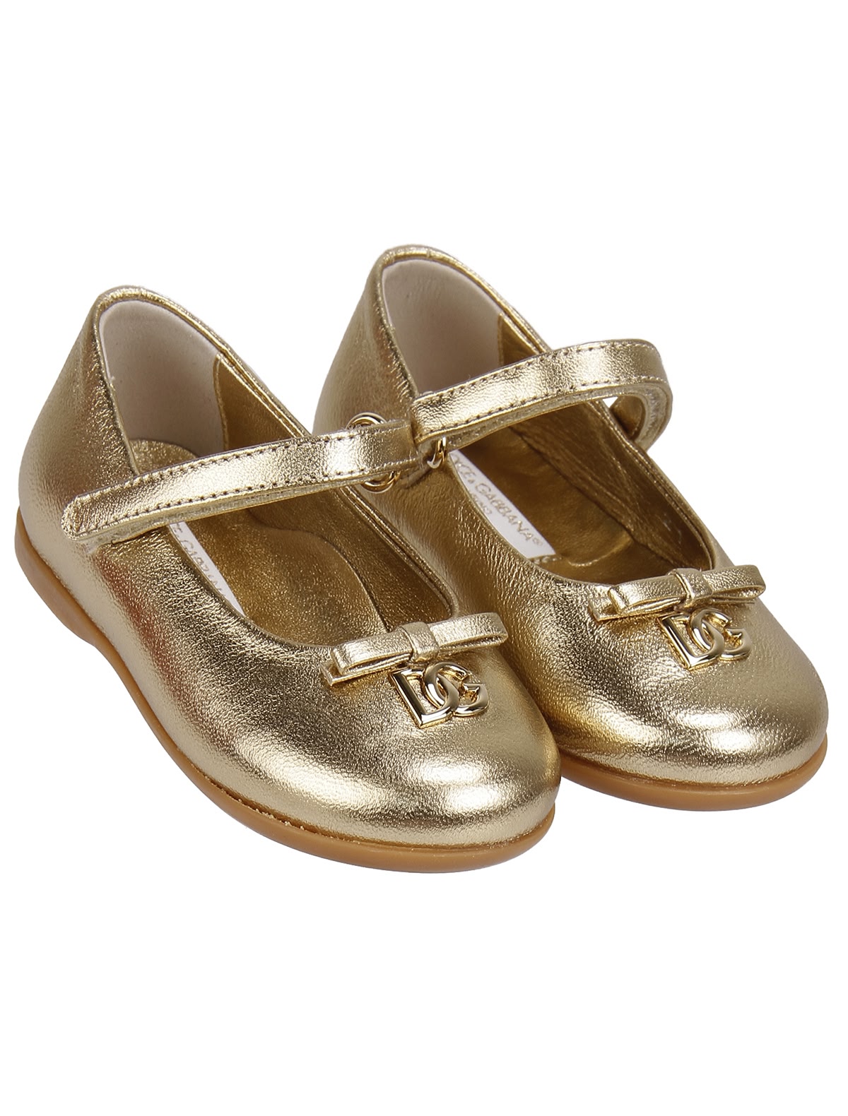 Золотистые балетки на ремешках