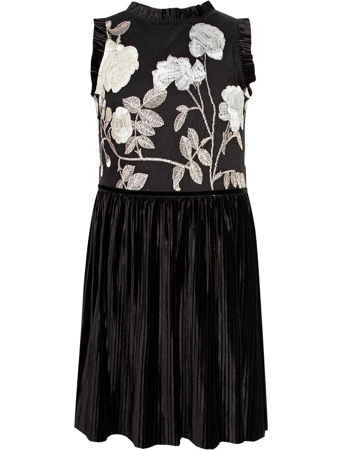 черное Платье с цветочной вышивкой