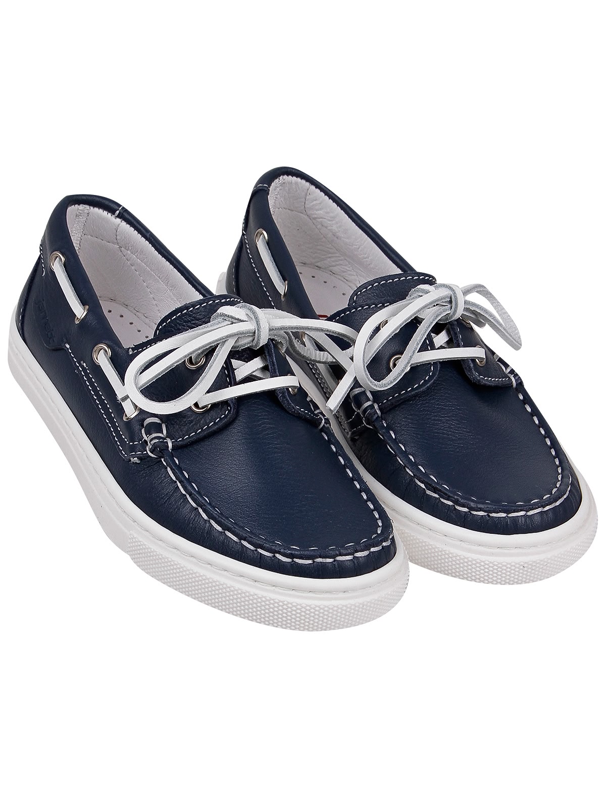 Синие топсайдеры из натуральной кожи