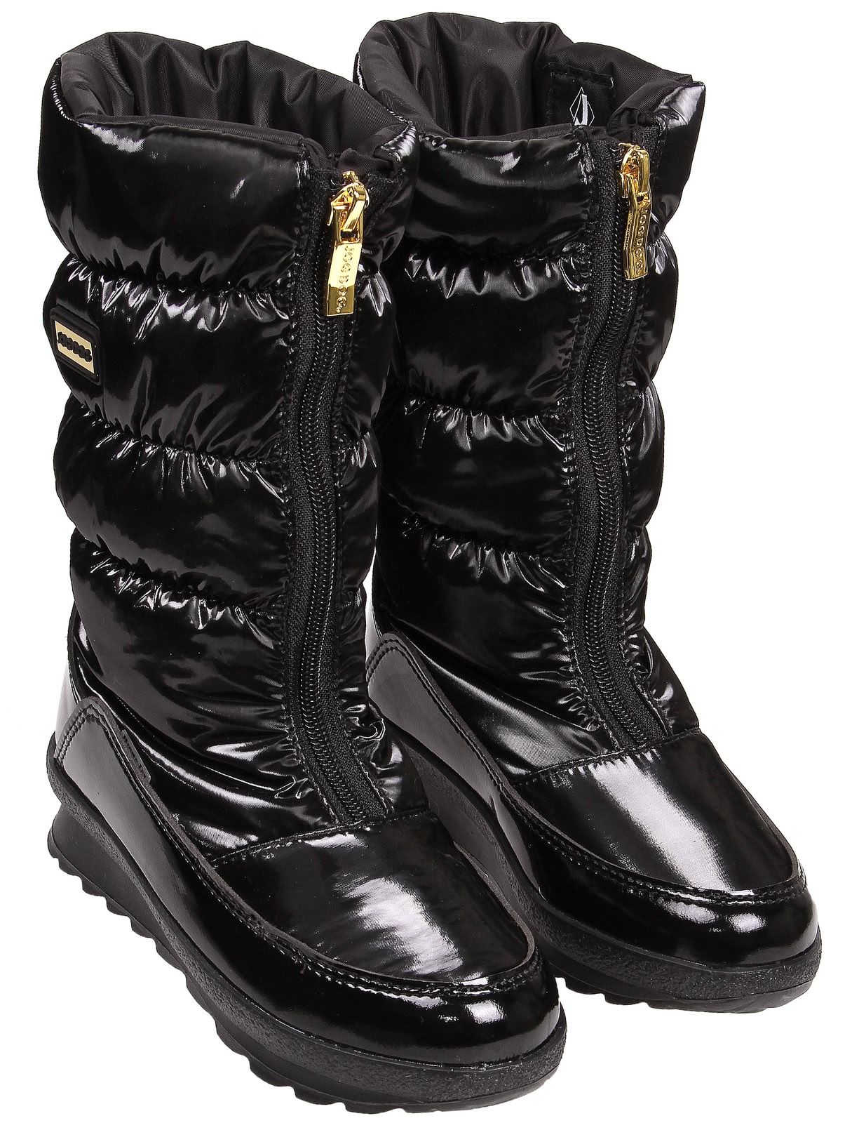 Черные лакированные сапоги на молнии