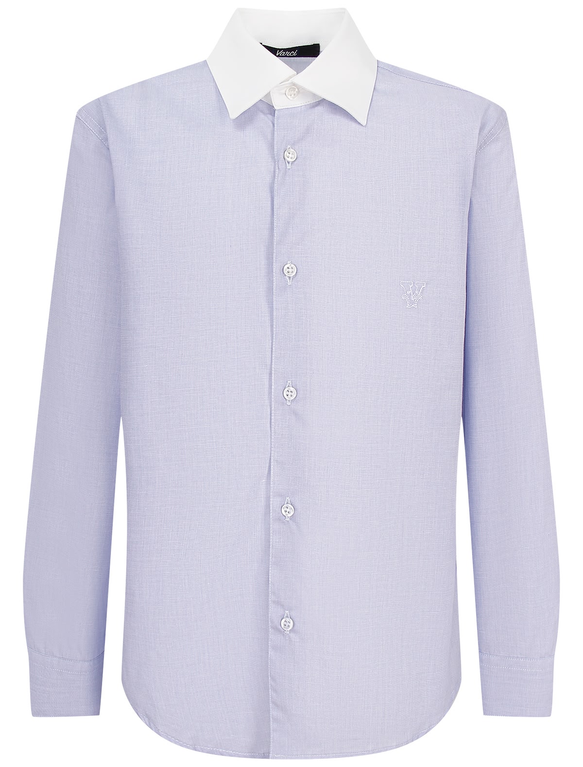 Голубая рубашка с белым воротником