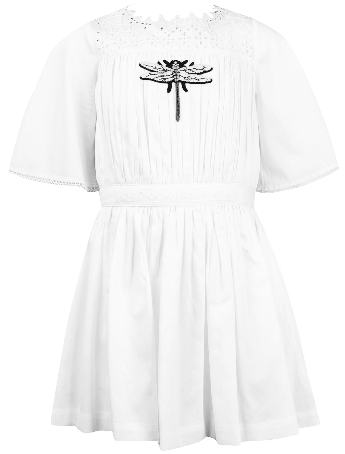 хлопковое платье с вышивкой стрекоза