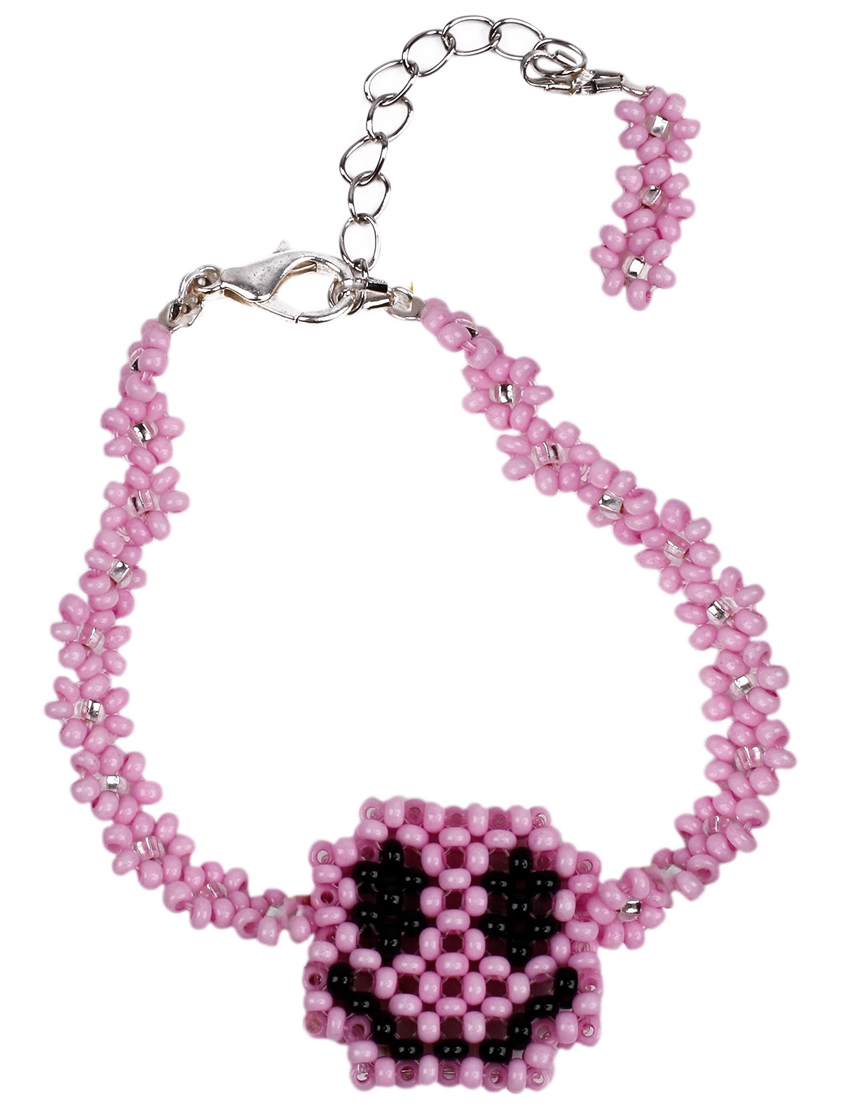 Розовый браслет из бисера