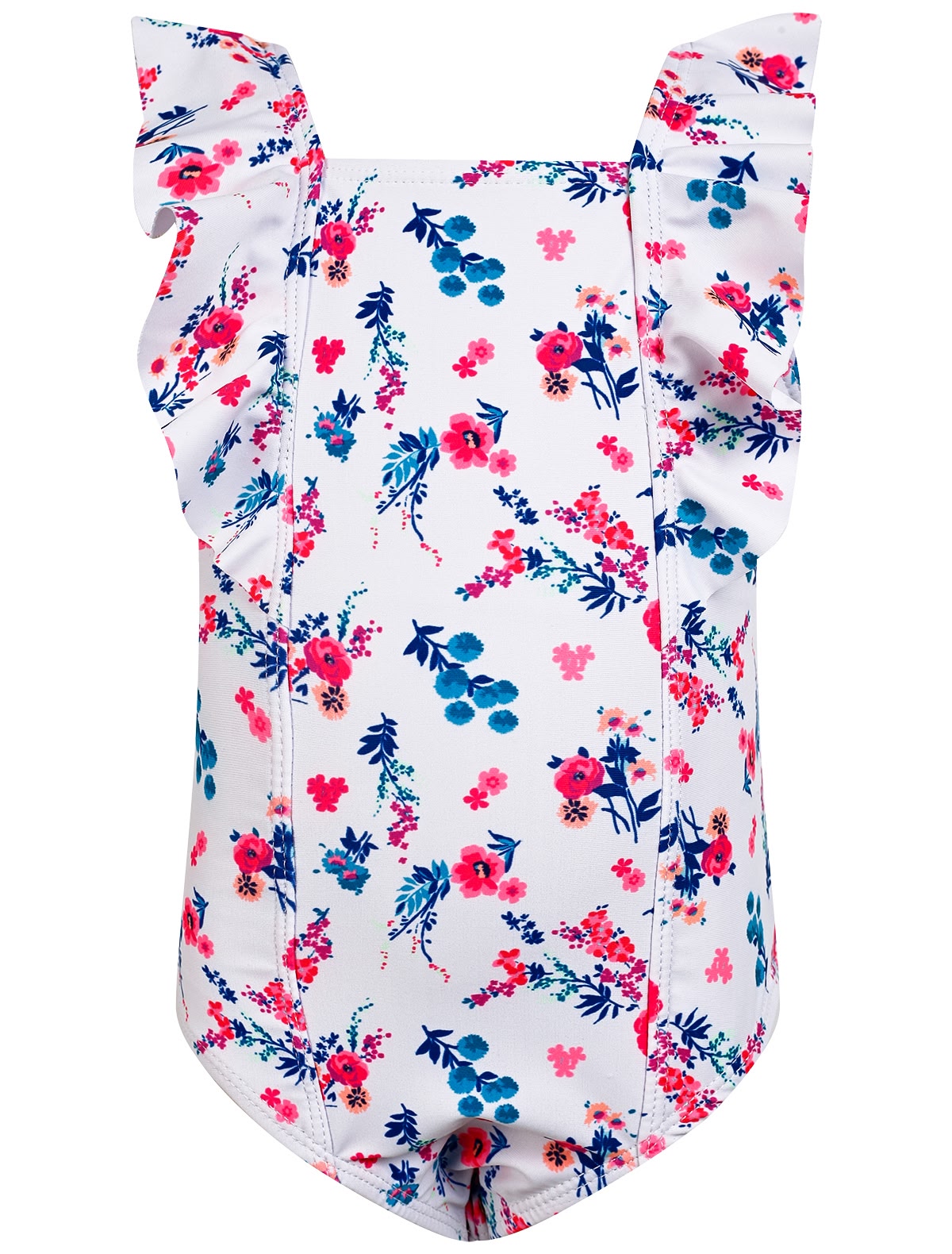 Слитный купальник в цветочек с оборками