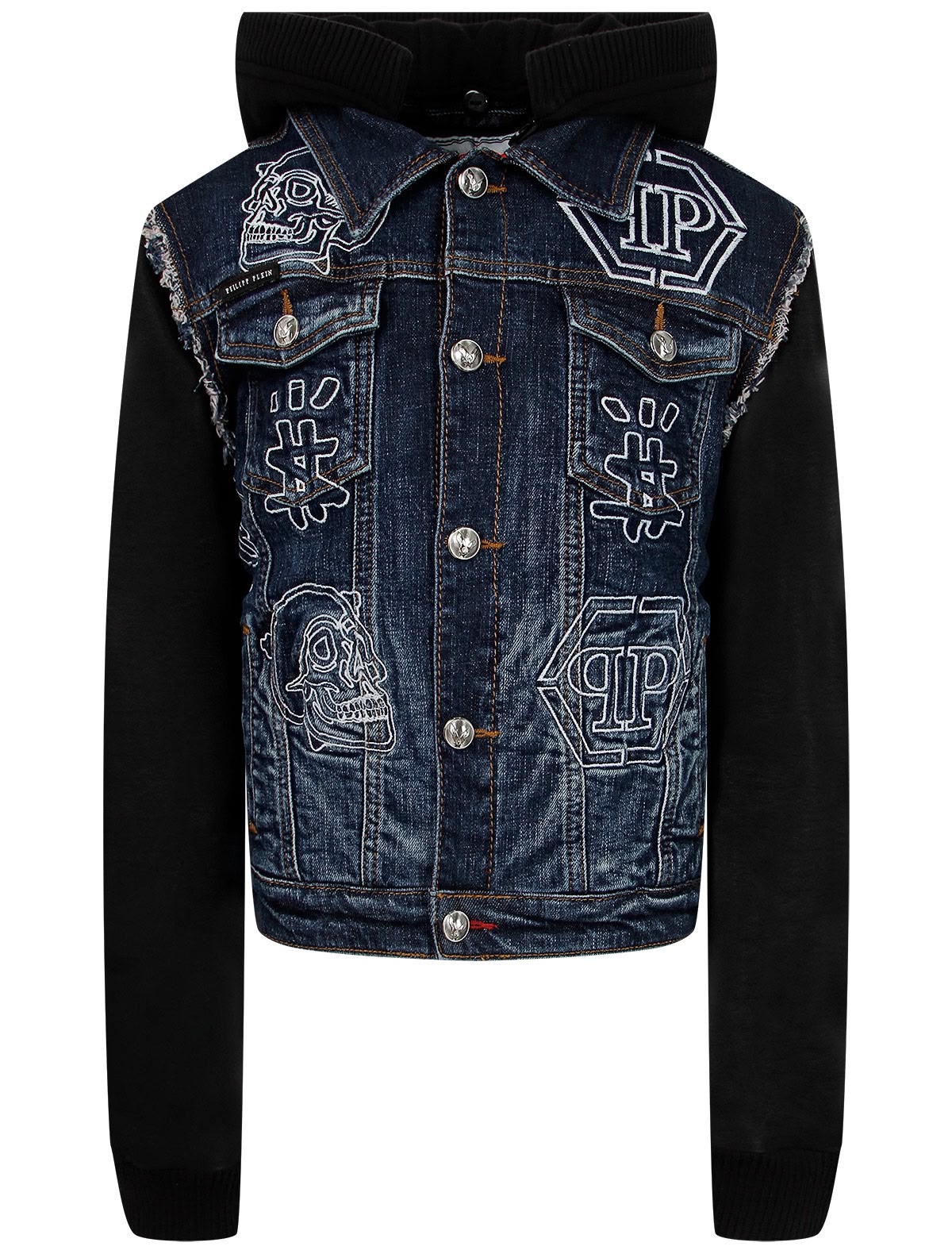 Куртка из денима с логотипами