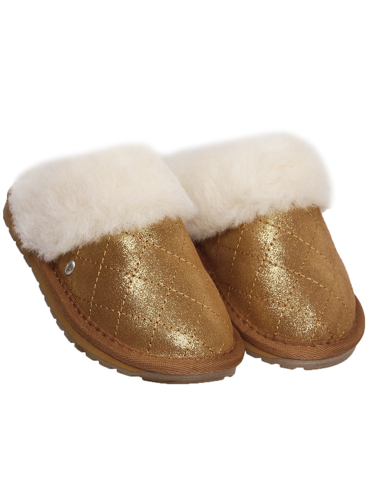 Золотистые тапочки с меховой подкладкой