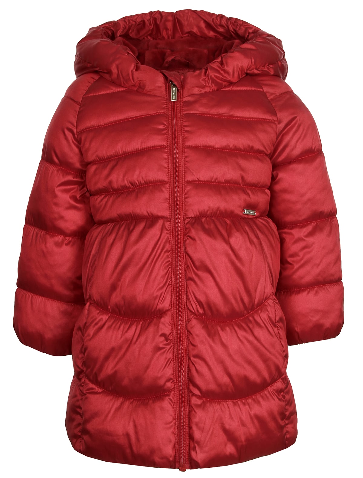 Алое стеганое пальто