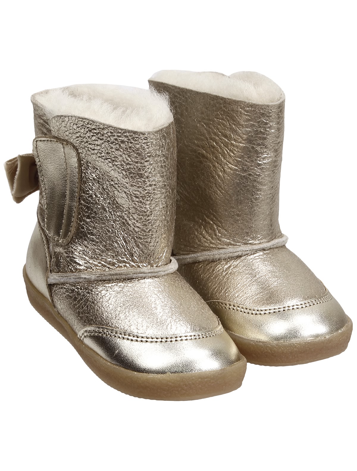 Золотистые сапоги на меховой подкладке