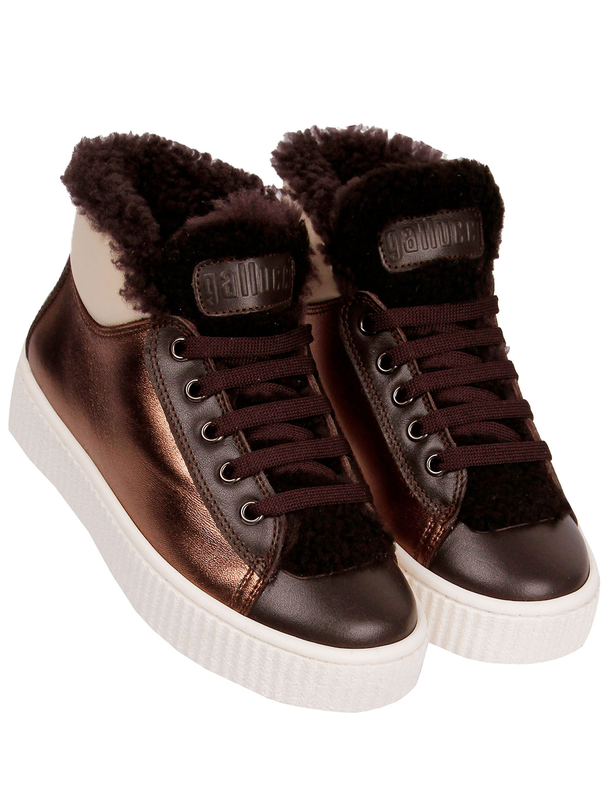 Блестящие утепленные кеды с натуральным мехом