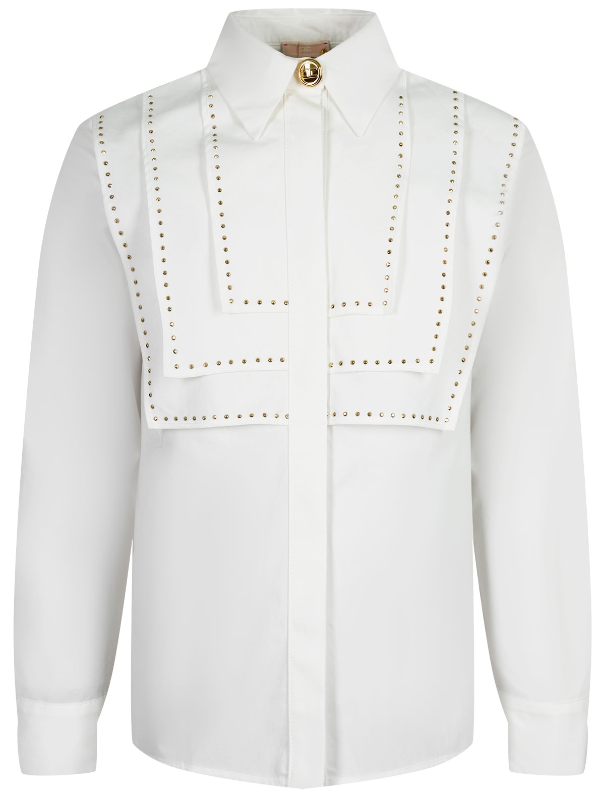 Кремовая блуза с золотыми пуговицами