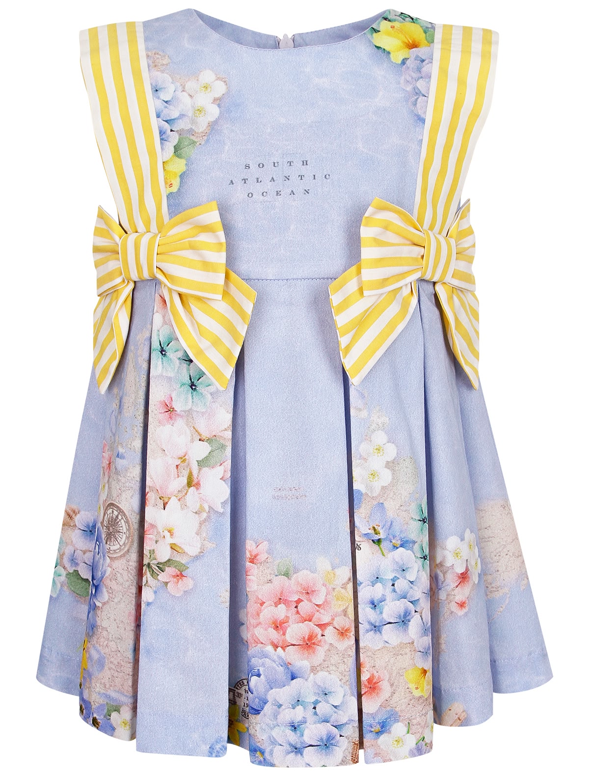 Голубое платье с цветочным принтом