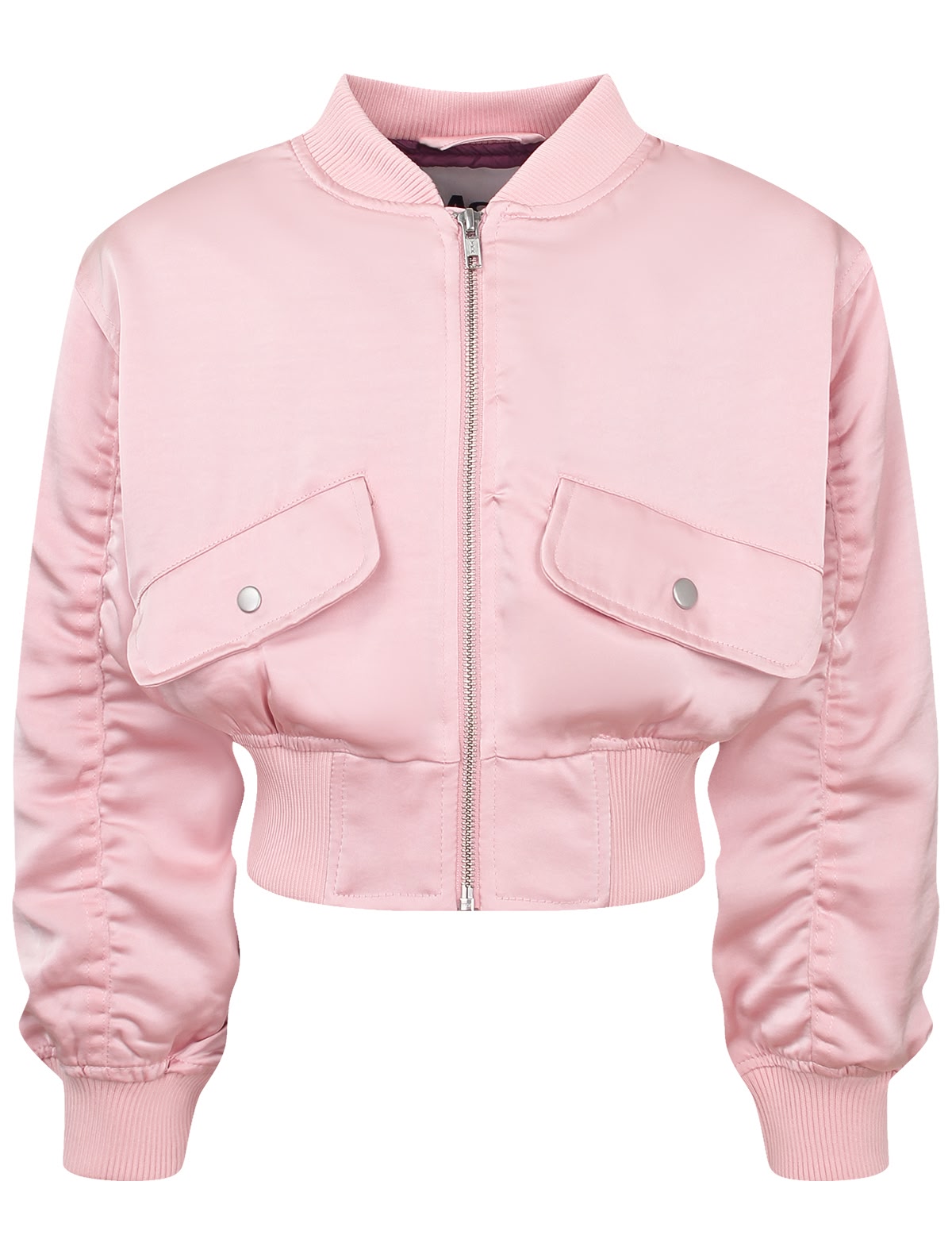 Розовый атласный бомбер