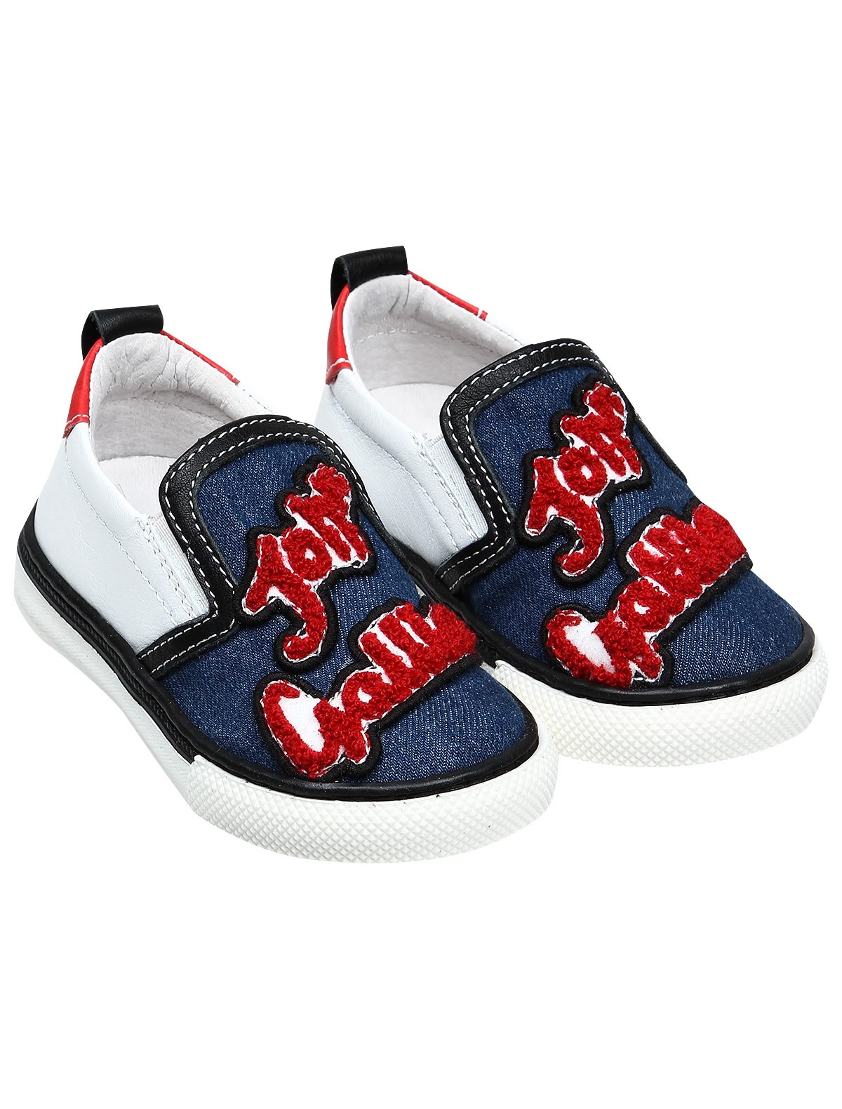 Слипоны из комбинированных материалов с логотипом бренда