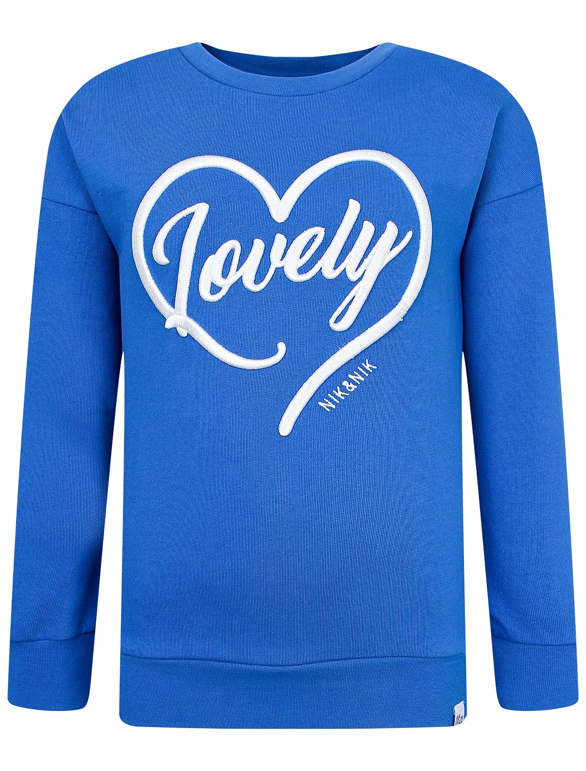 Синий хлопковый свитшот с принтом "Lovely"