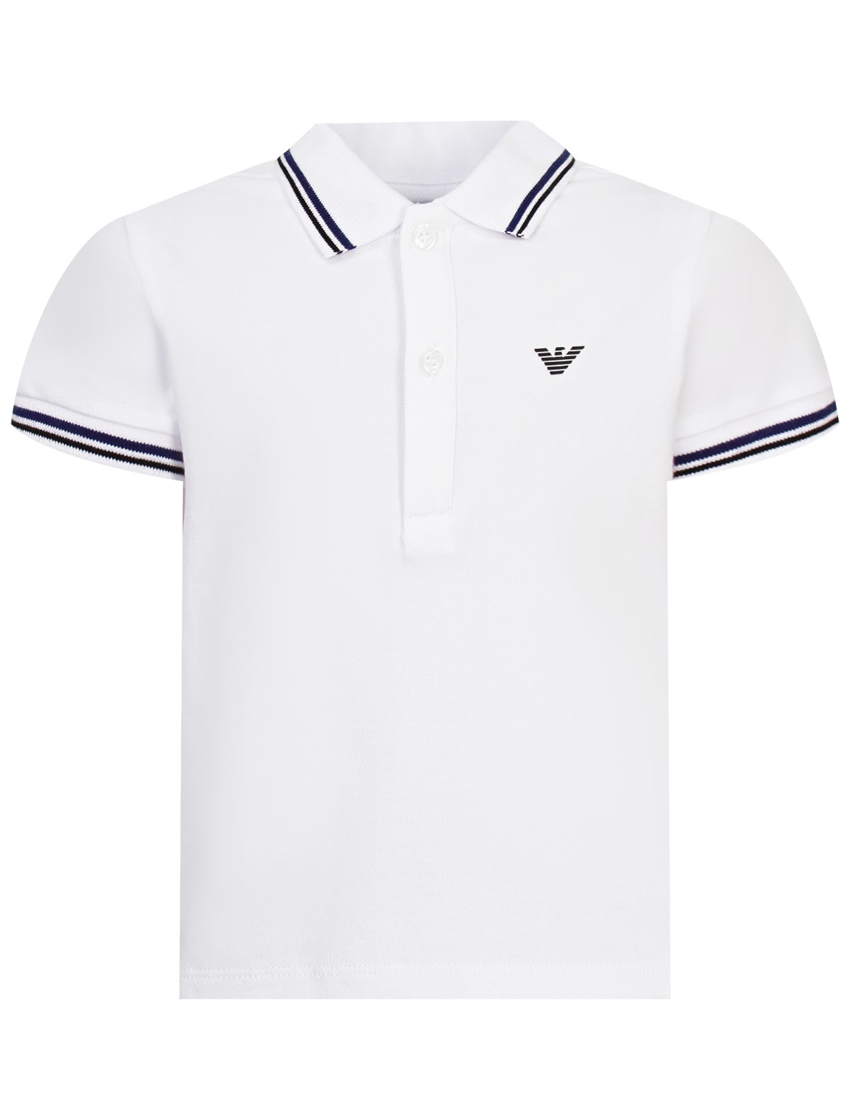 Белое поло с контрастным воротом и руковами