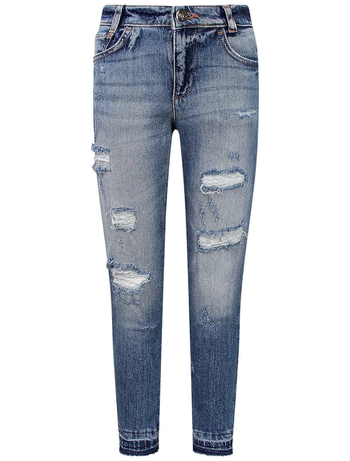 Синие джинсы с потертостями