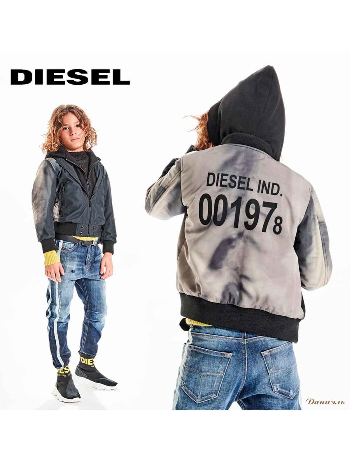 Куртка Diesel 2247303, цвет черный, размер 7 1074519085376 - фото 2