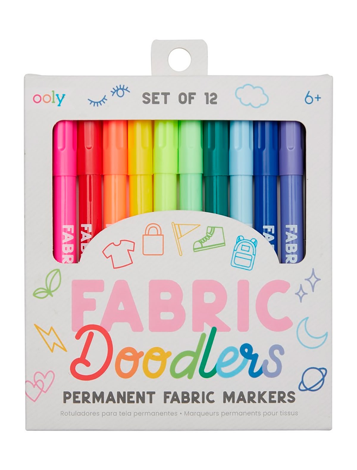 Перманентные фломастеры для ткани, 12шт.