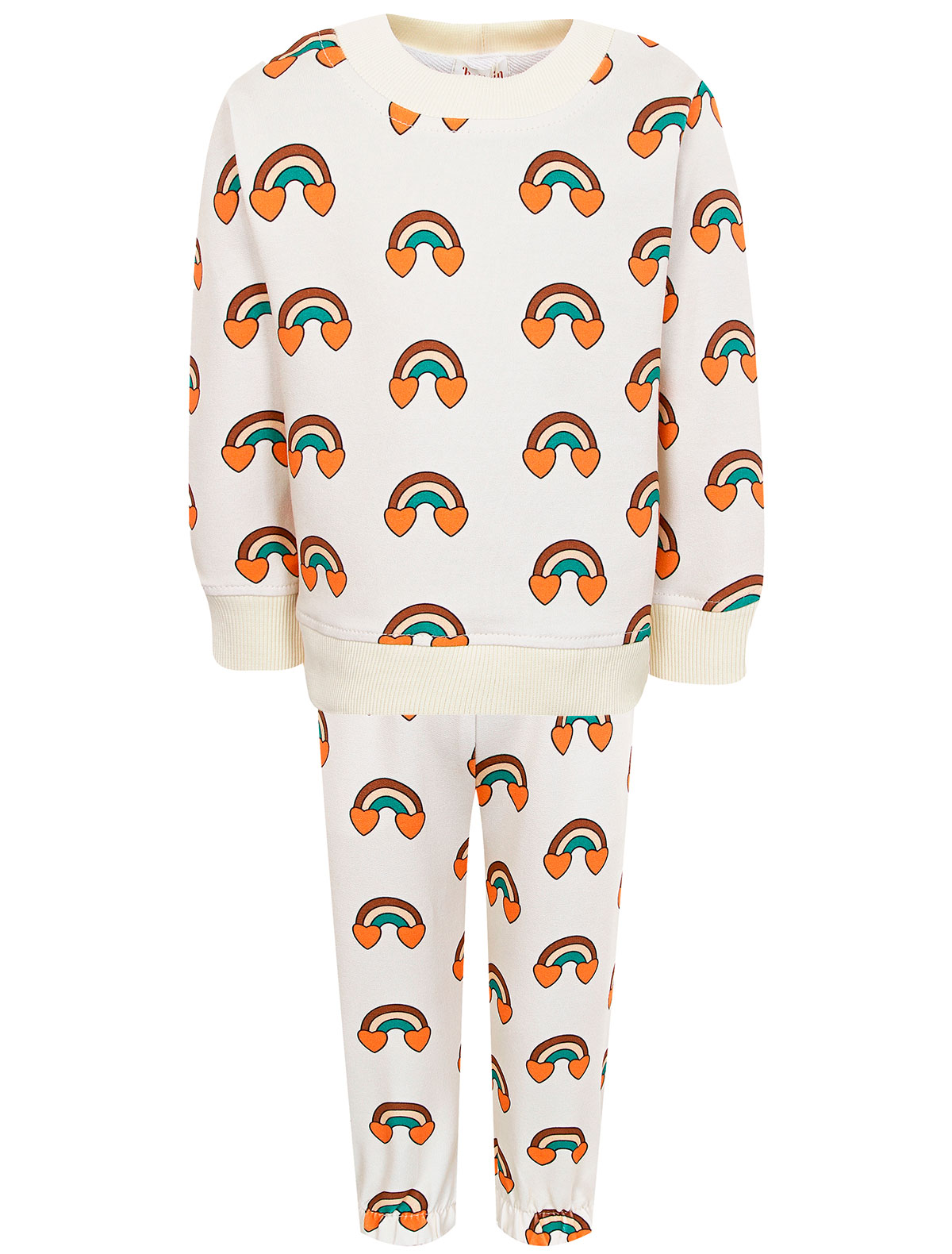 Молочный спортивный костюм с принтом Радуга