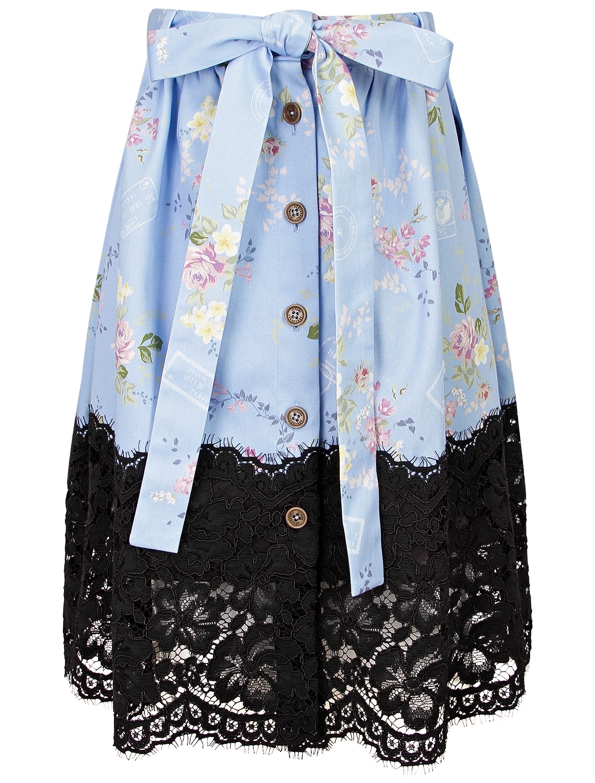 Голубая юбка с кружевом