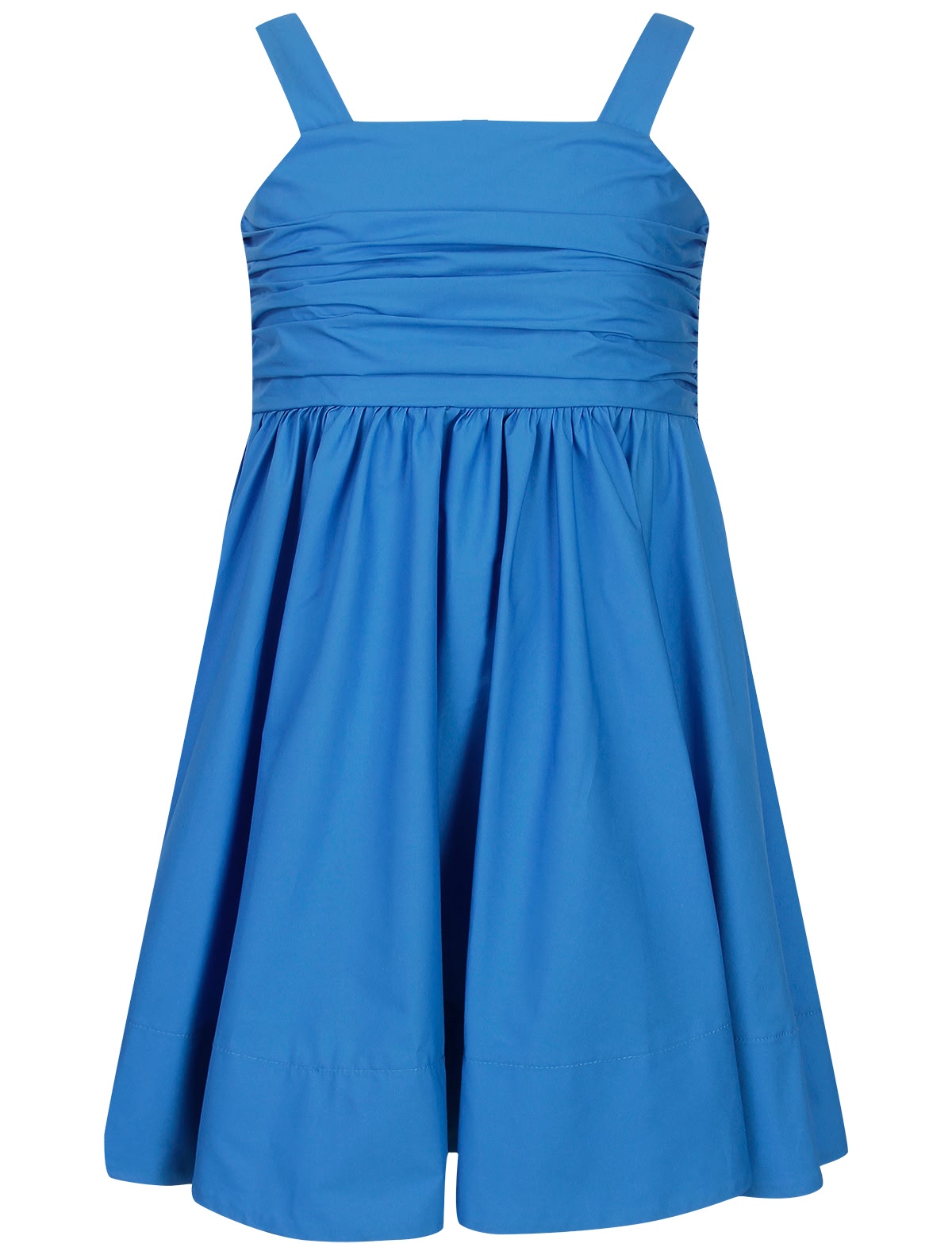 Синее платье с крупным бантом на спине