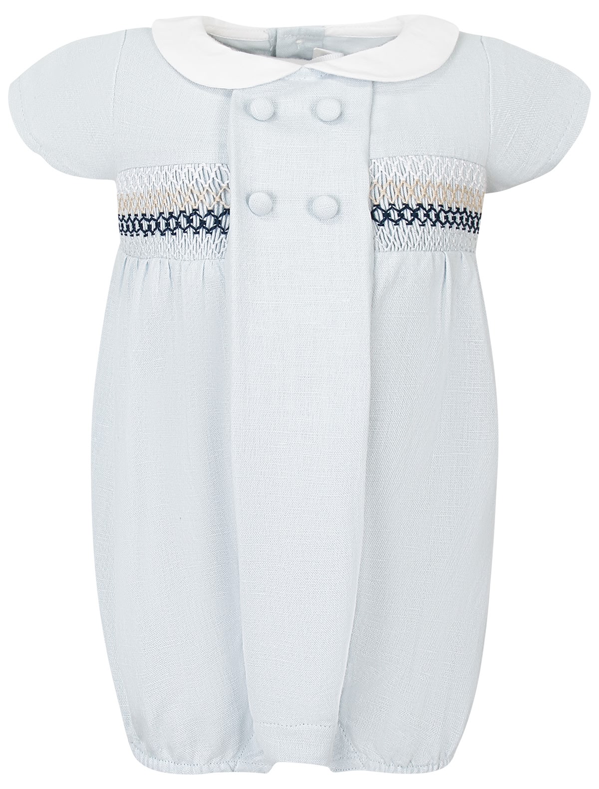 Голубой комбинезон из льна и хлопка