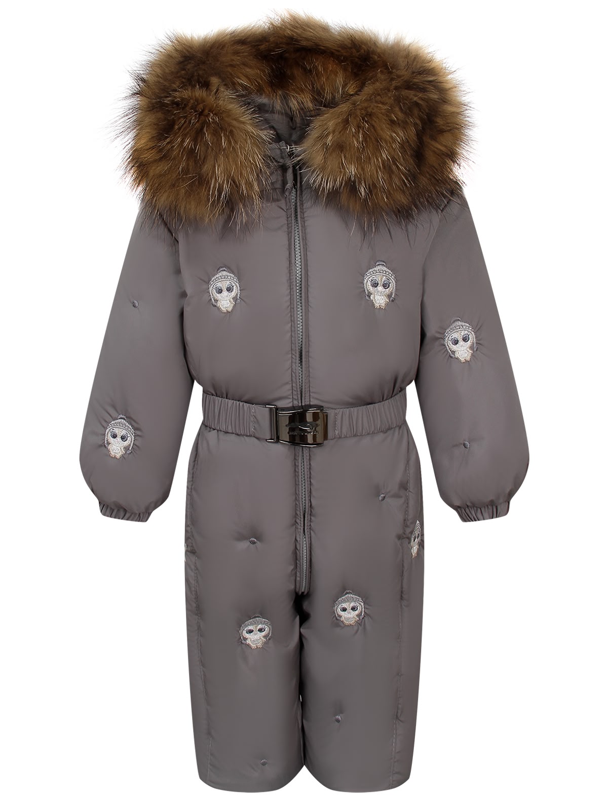 Серый пуховый комбинезон