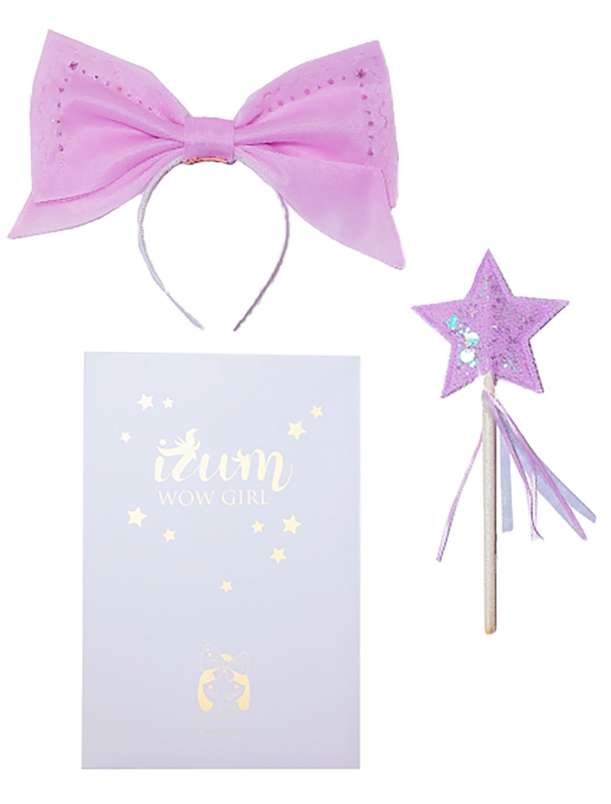 Сиреневый набор из ободка с бантом и волшебной палочки