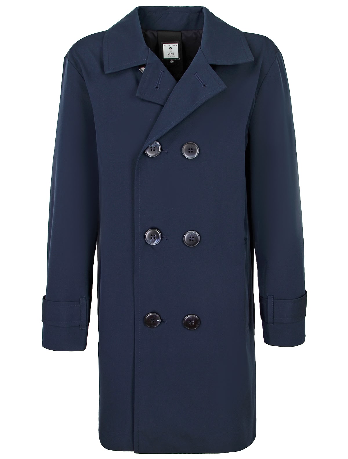 Синий двубортный тренч