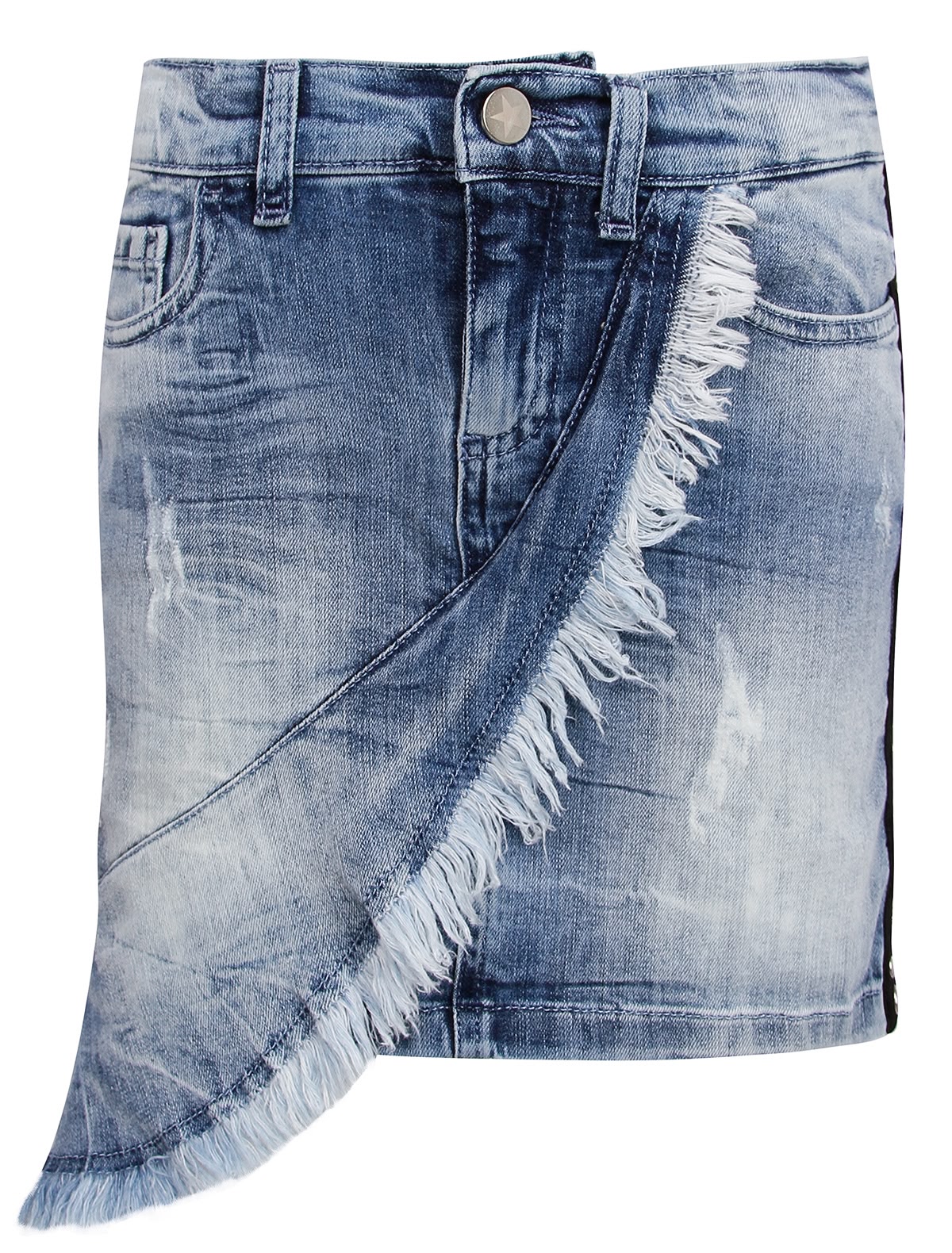 Джинсовая юбка с оборкой