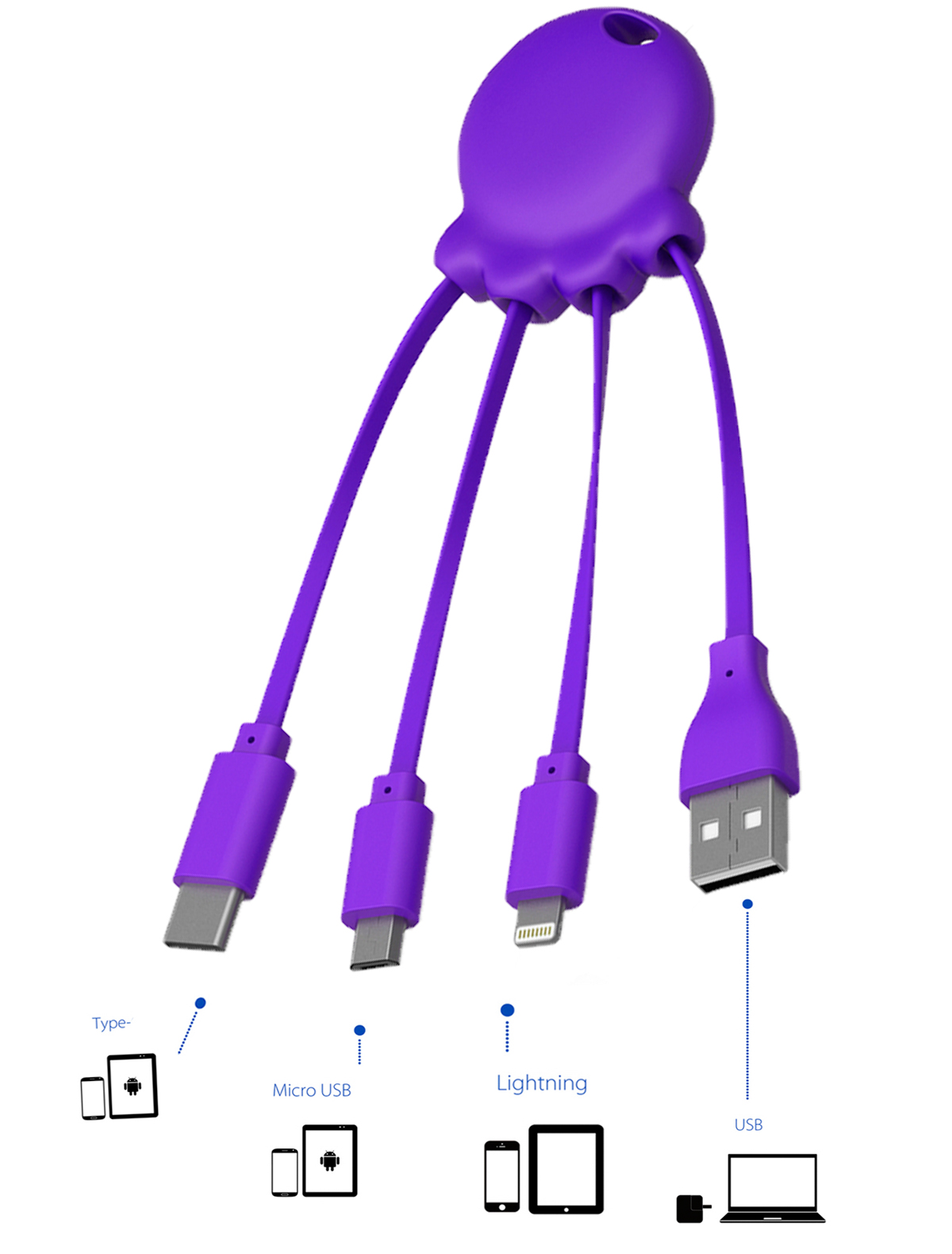 Кабель USB для зарядки Xoopar 2107083, цвет фиолетовый 5363328980047 - фото 2