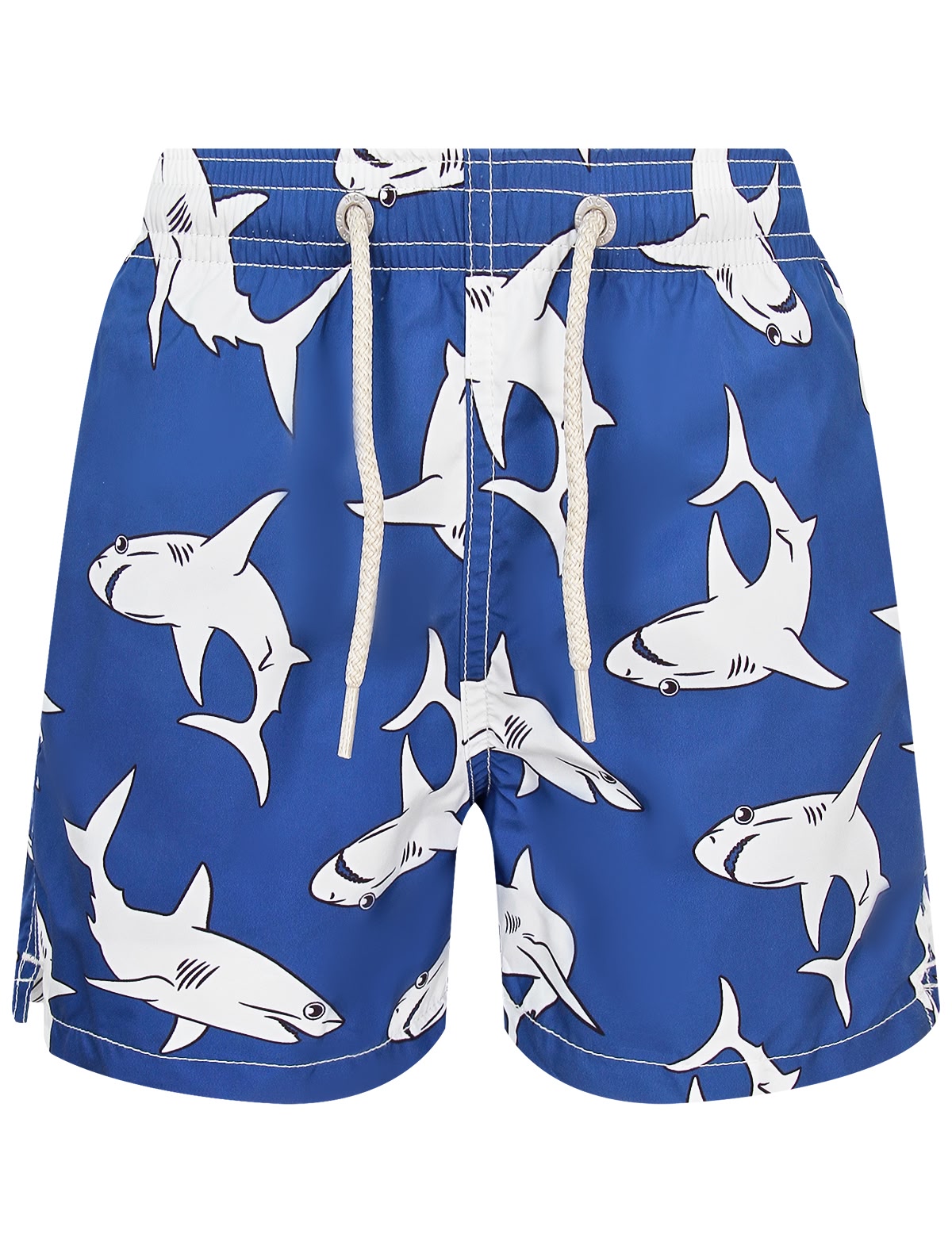 Синие пляжные шорты с акулами