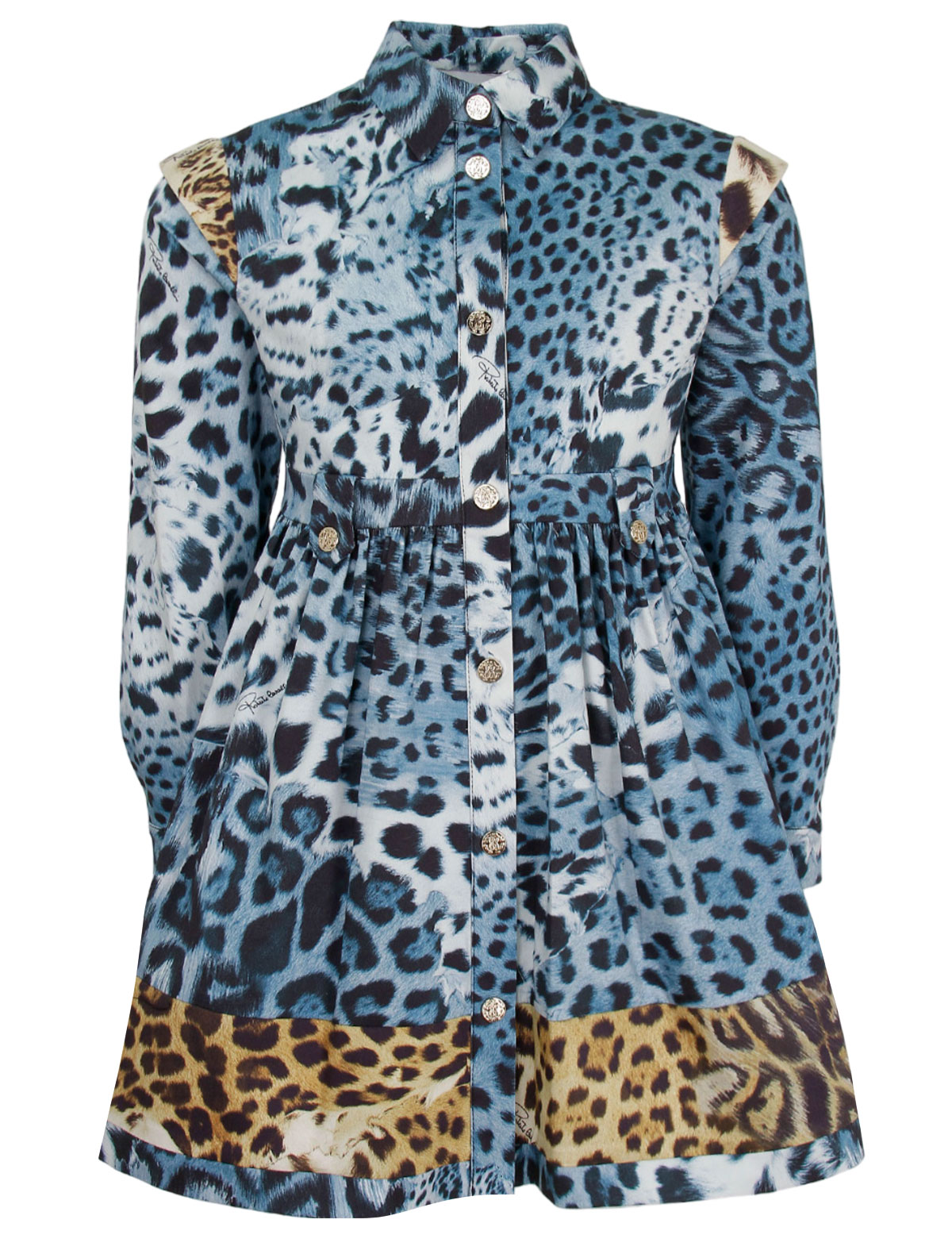 Голубое платье с анималистичным принтом