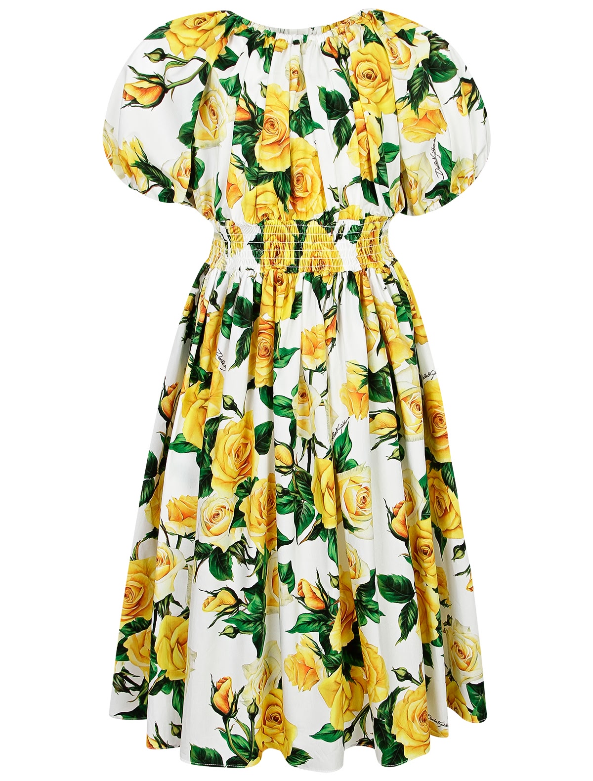 Хлопковое платье с жёлтыми розами