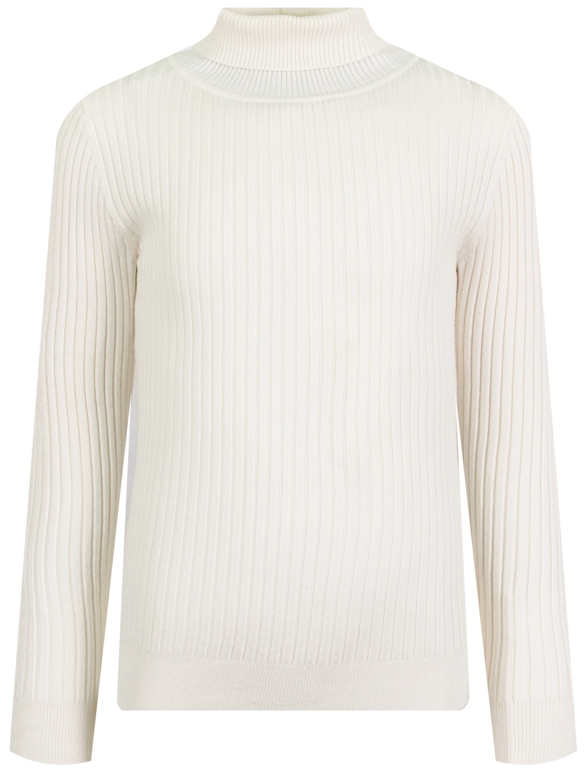 Белая водолазка в рубчик