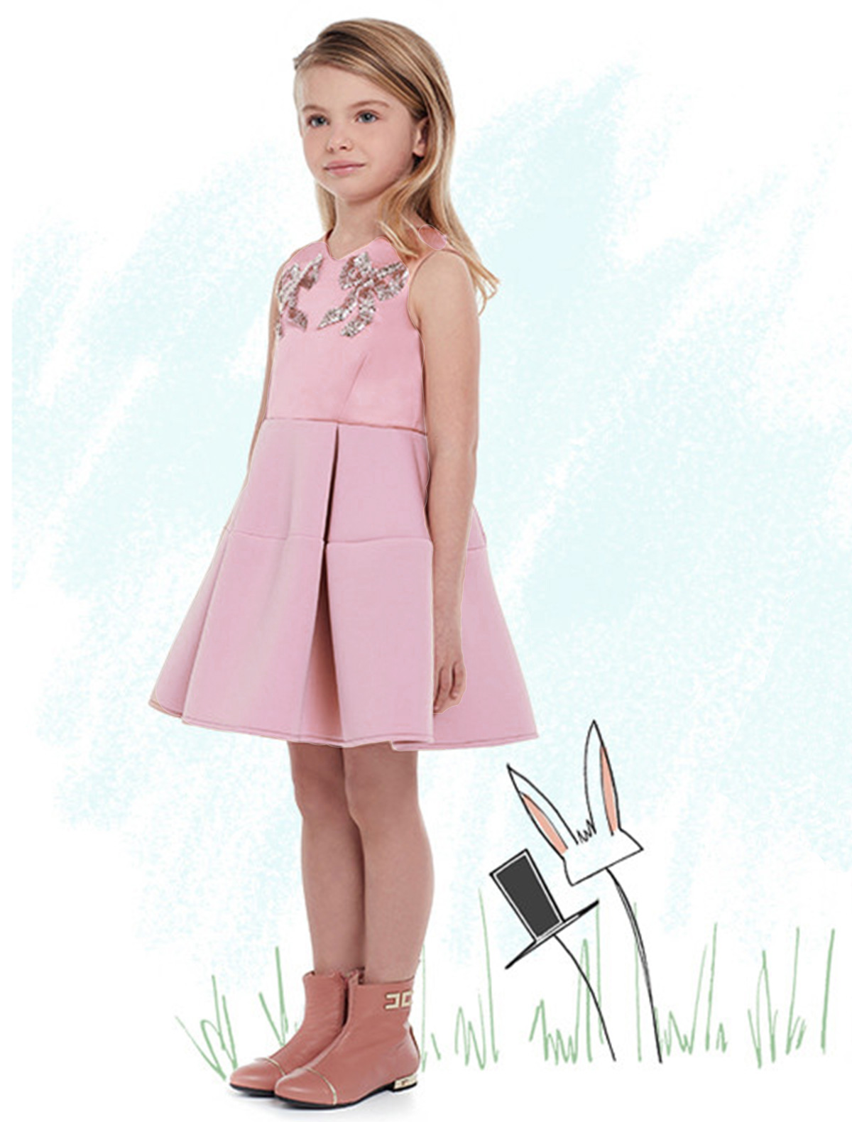 Платье ELISABETTA FRANCHI 1844834, цвет розовый, размер 6 1052609881329 - фото 2