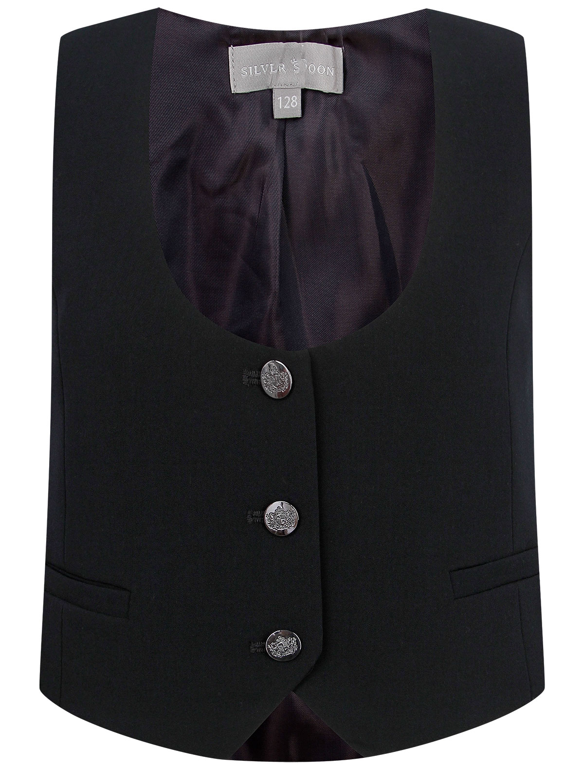 Синий Жилет на пуговицах