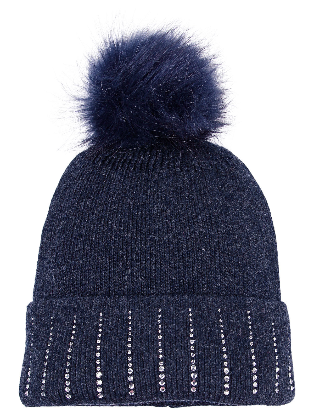 Синяя шапка со стразами