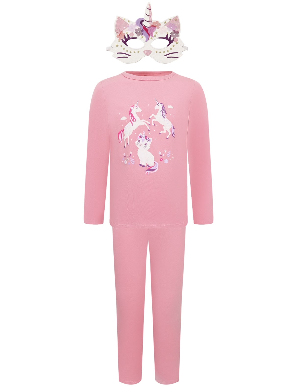 Розовая пижама с маской Кот-единорог