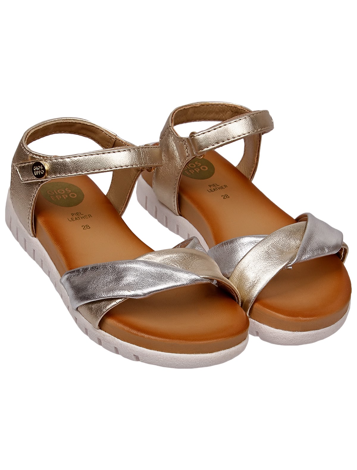 Золотые босоножки из натуральной кожи