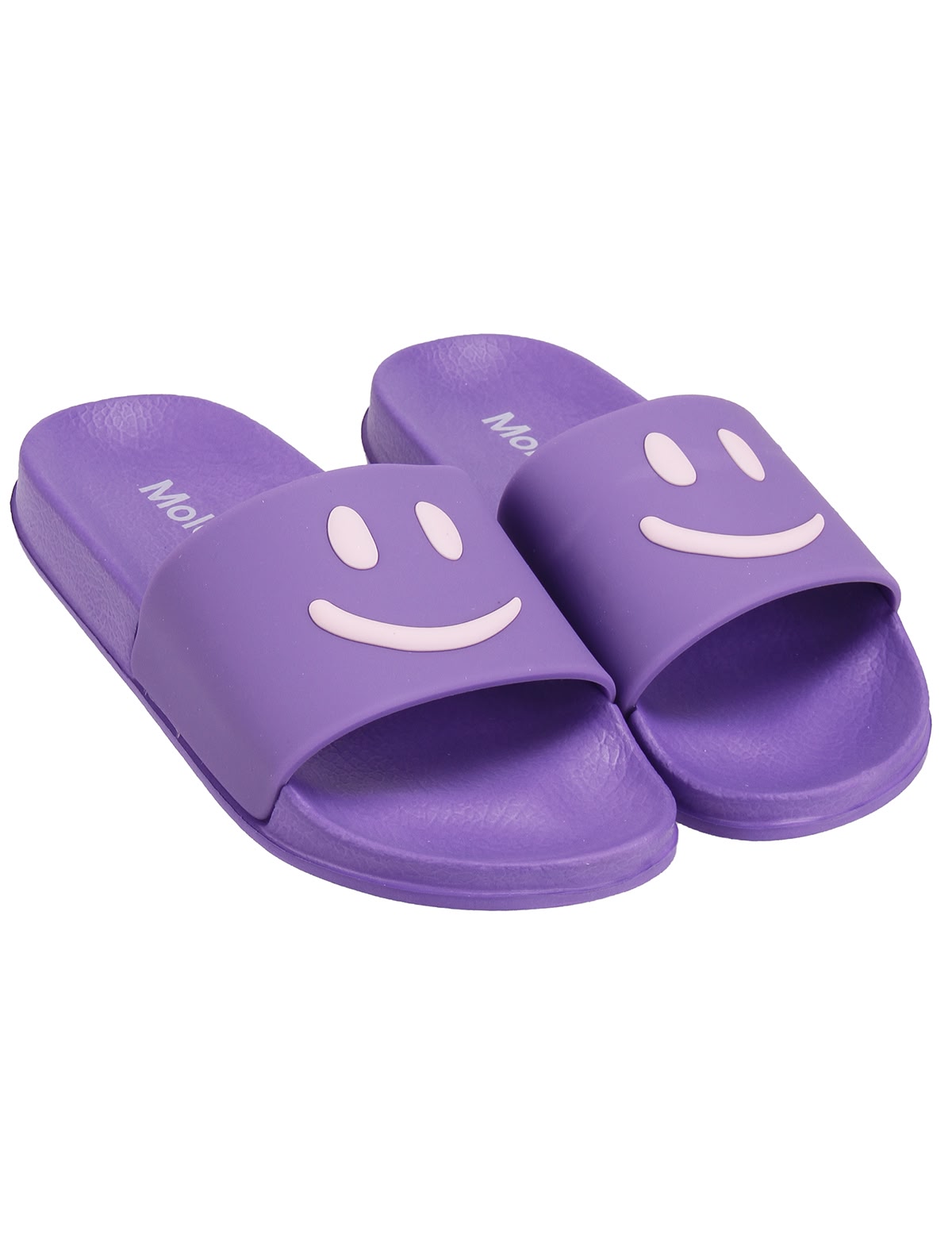 Фиолетовые шлепанцы со смайлами