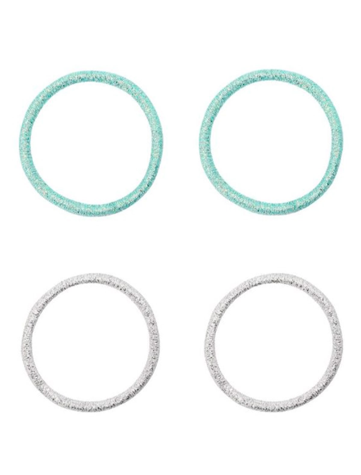 Набор из 4-х серебряных и зеленых резинок для волос